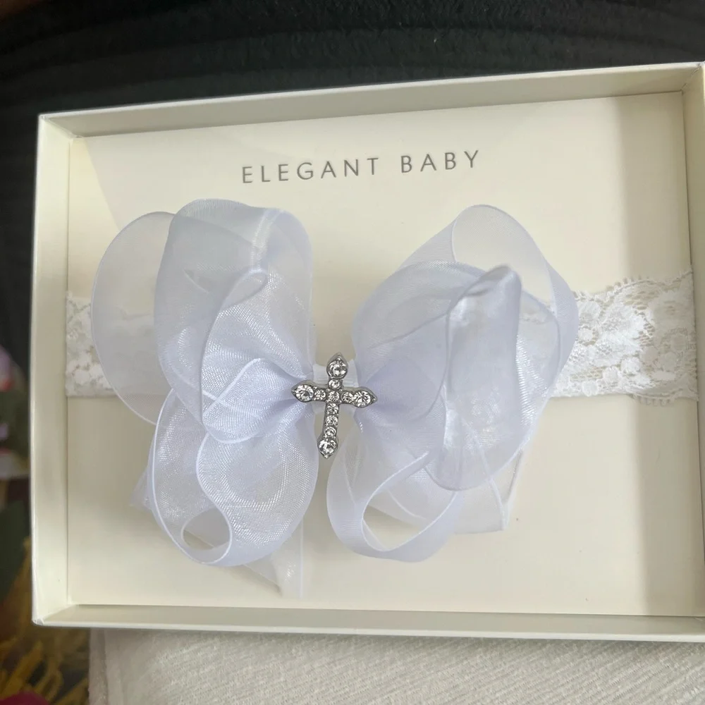 NWT Baby White Lace Headband